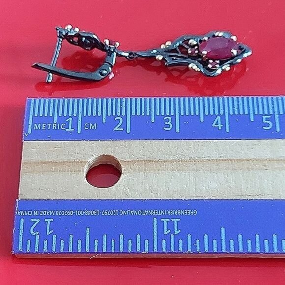 Heated Natural Red Ruby 8x6mm 925 Sterling Silver Earrings - Picture 4 of 8